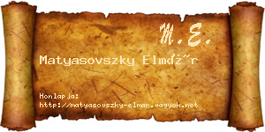 Matyasovszky Elmár névjegykártya